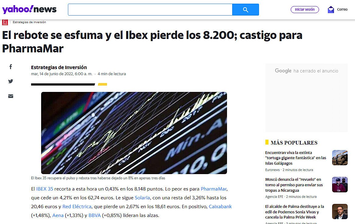 El rebote se esfuma y el Ibex pierde los 8.200; castigo para PharmaMar